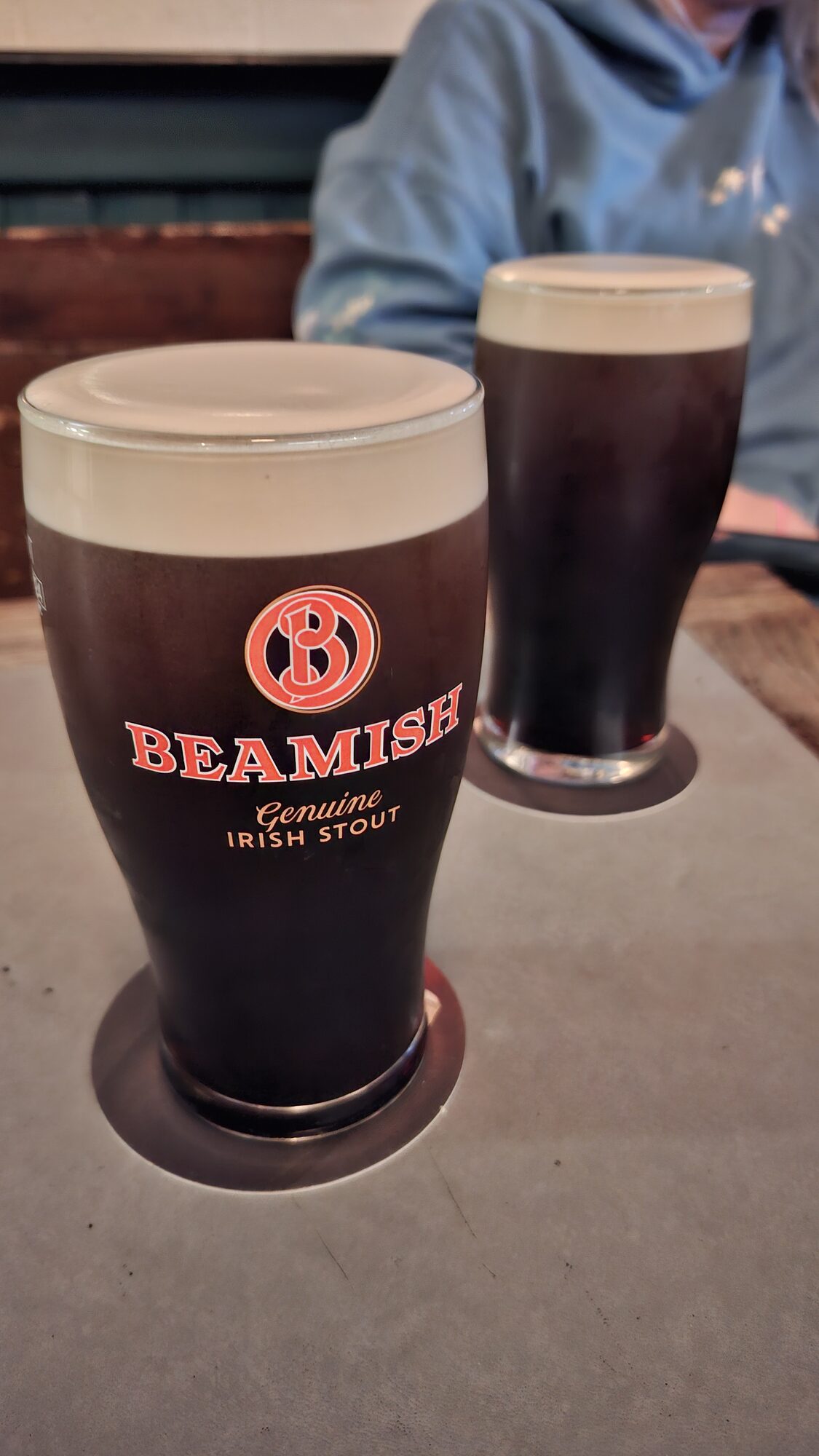 Two pints of Beamish stout
