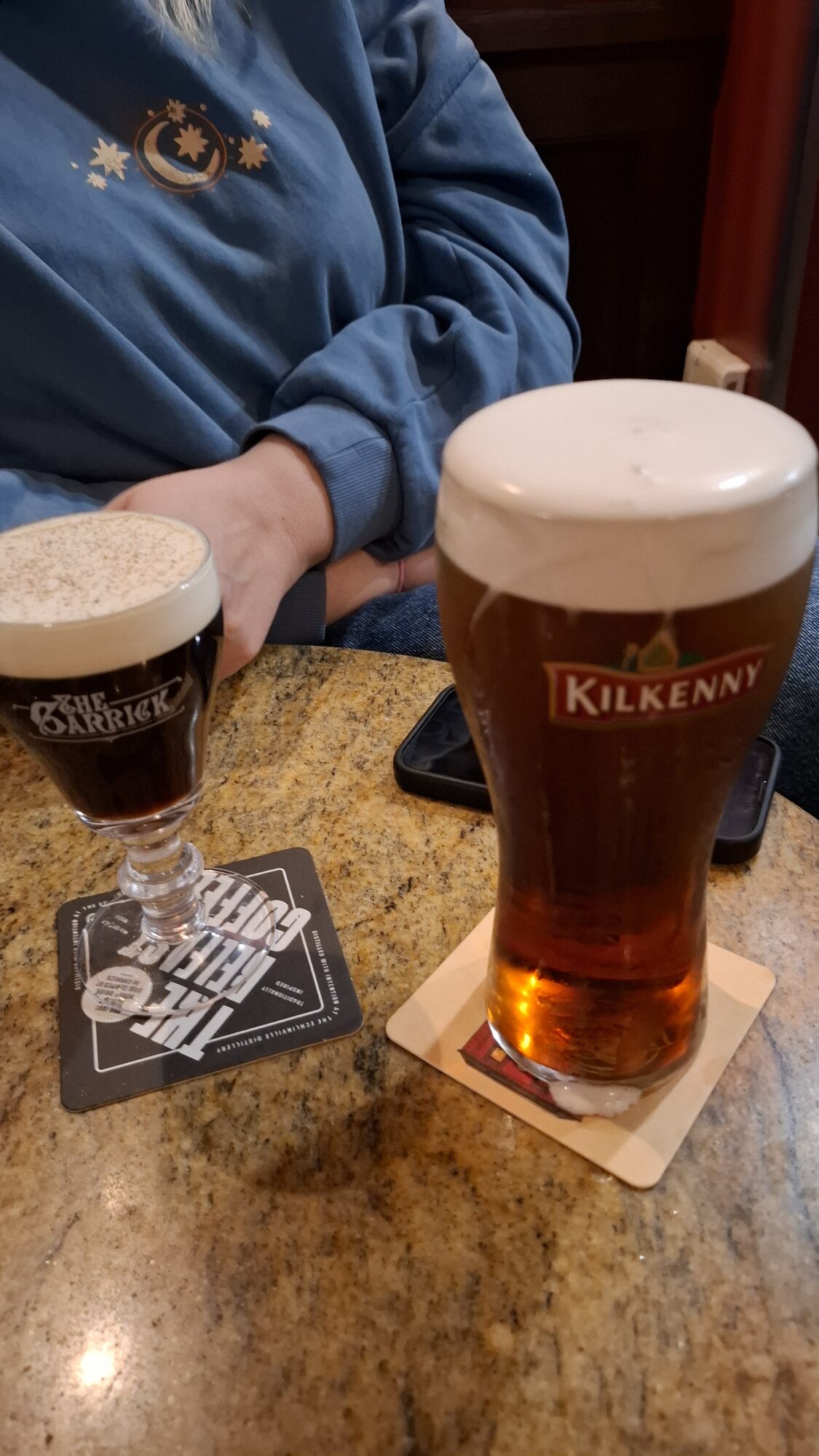 Irish coffee and a Kilkenny