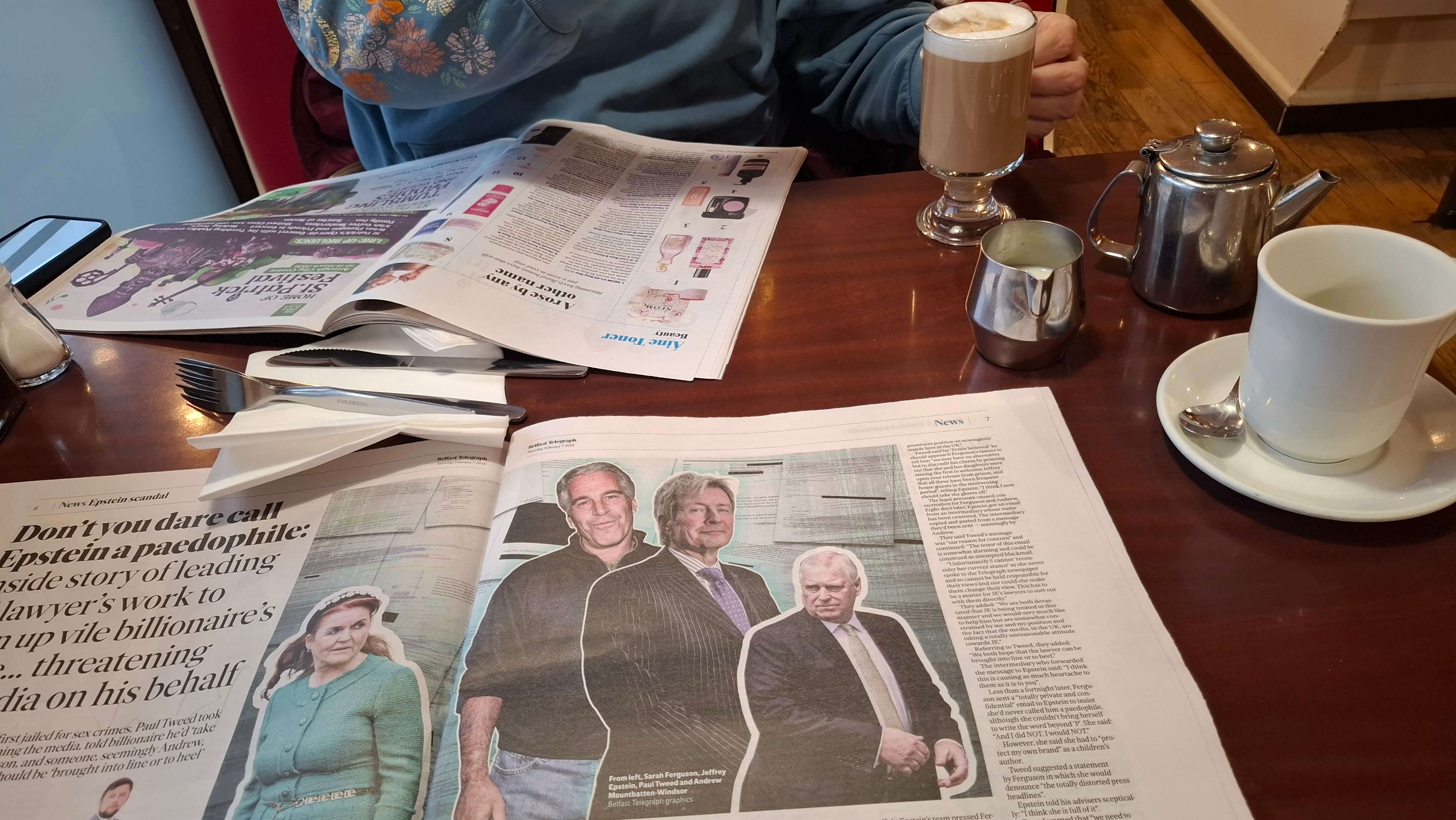 Reading the morning paper at Blinkers