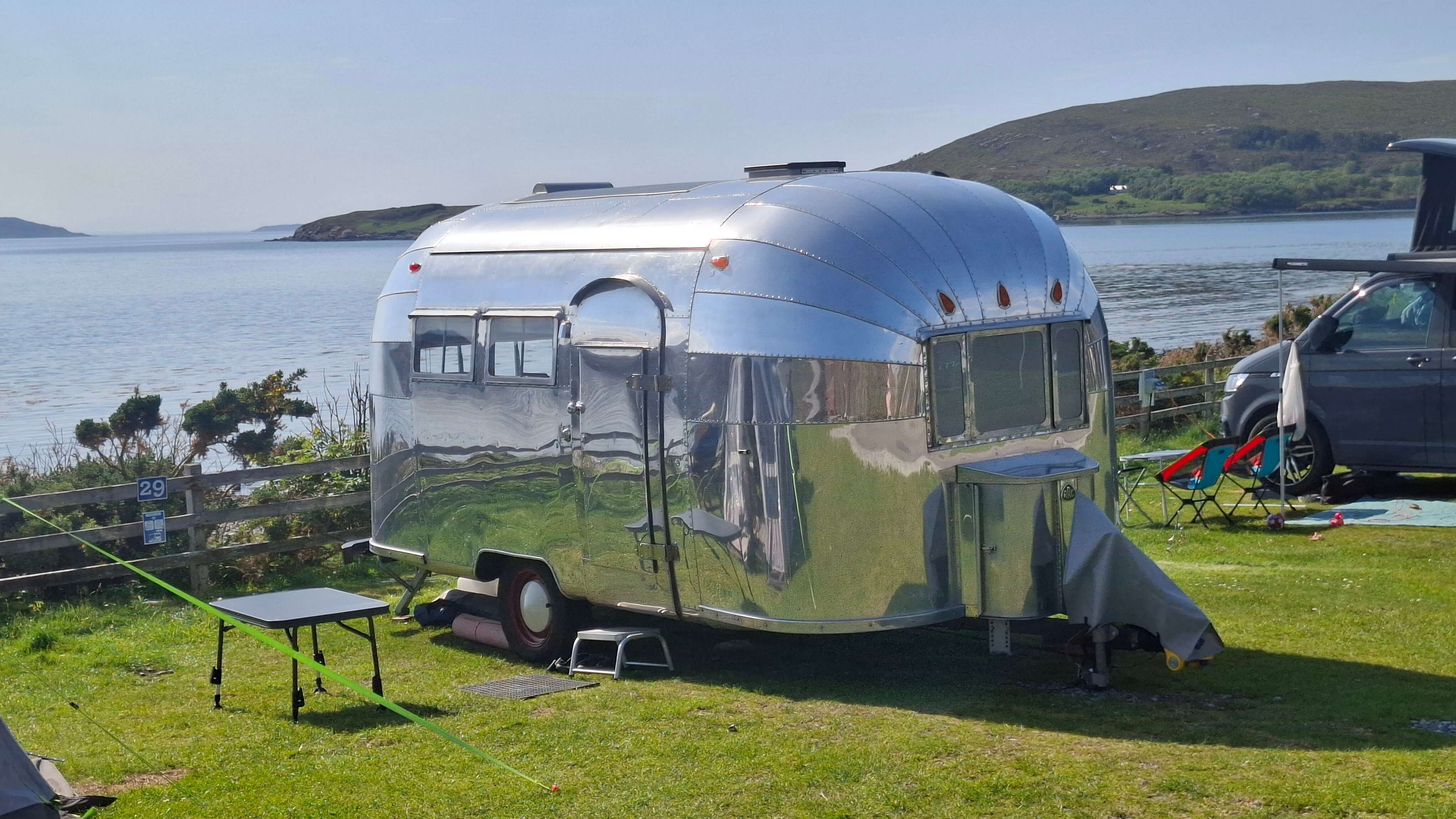 Our pitch on the shore of Loch Canaird