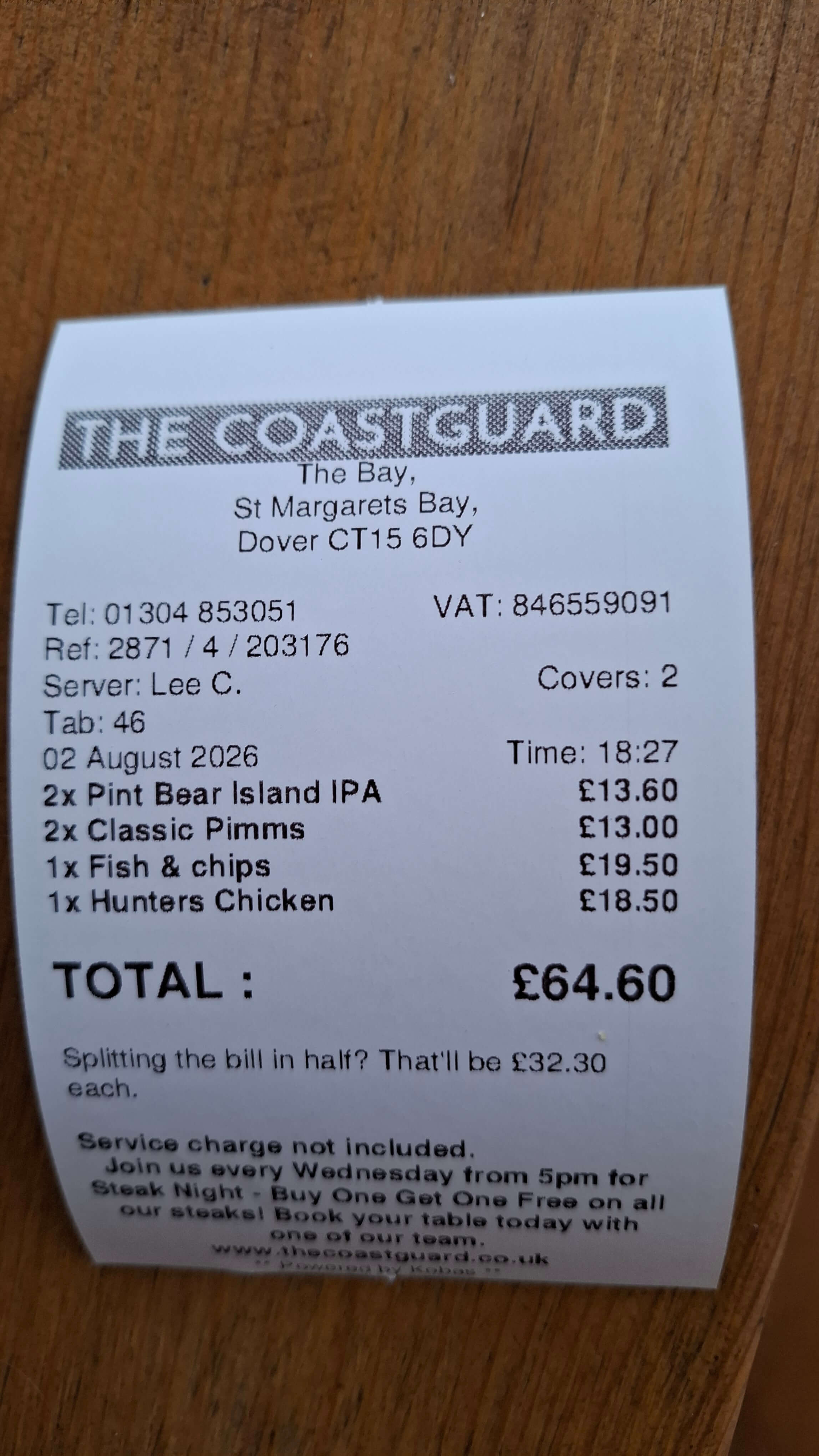 The receipt - proof the prices really have doubled