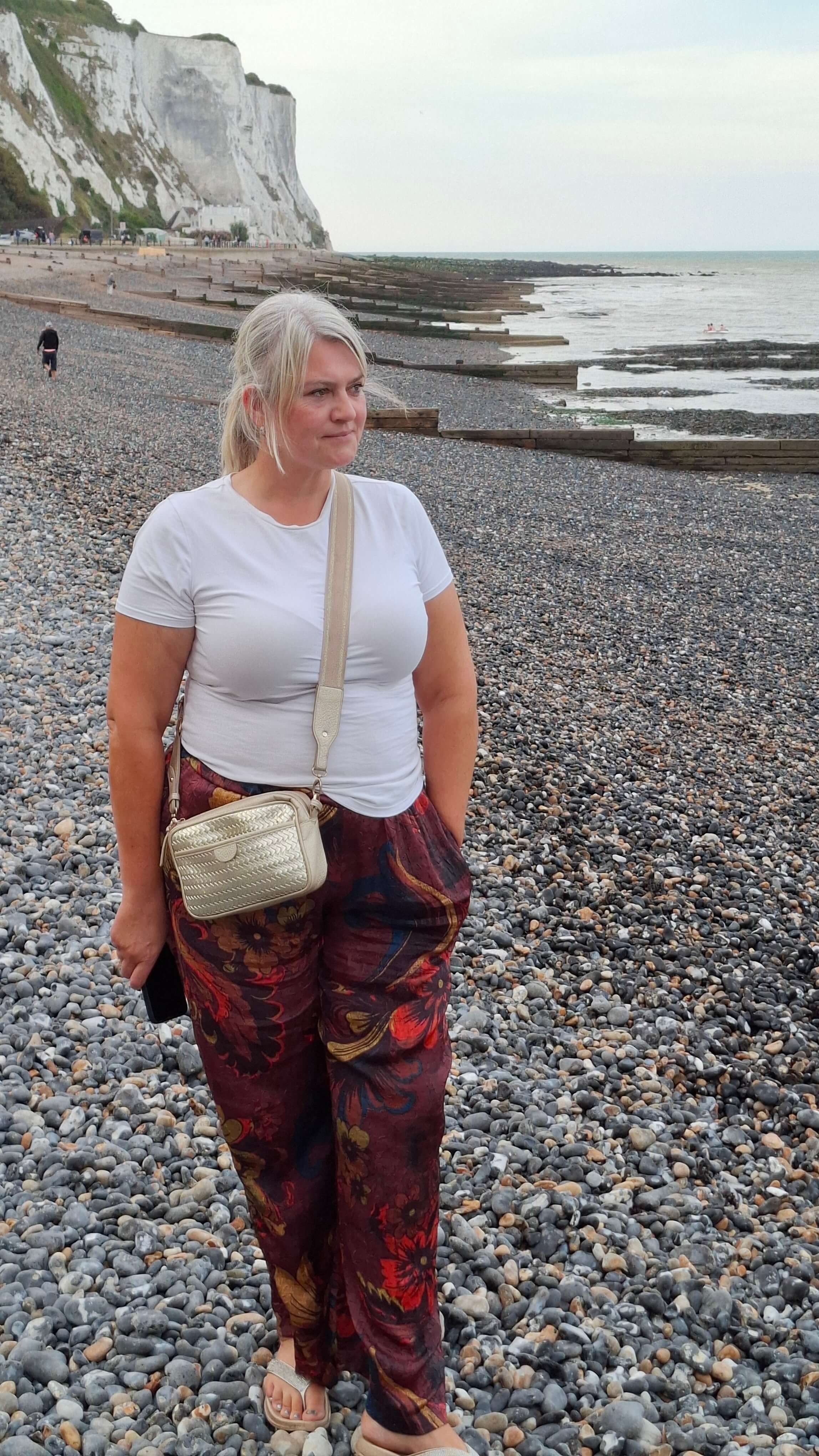 Mel on the beach at St Margaret&rsquo;s Bay