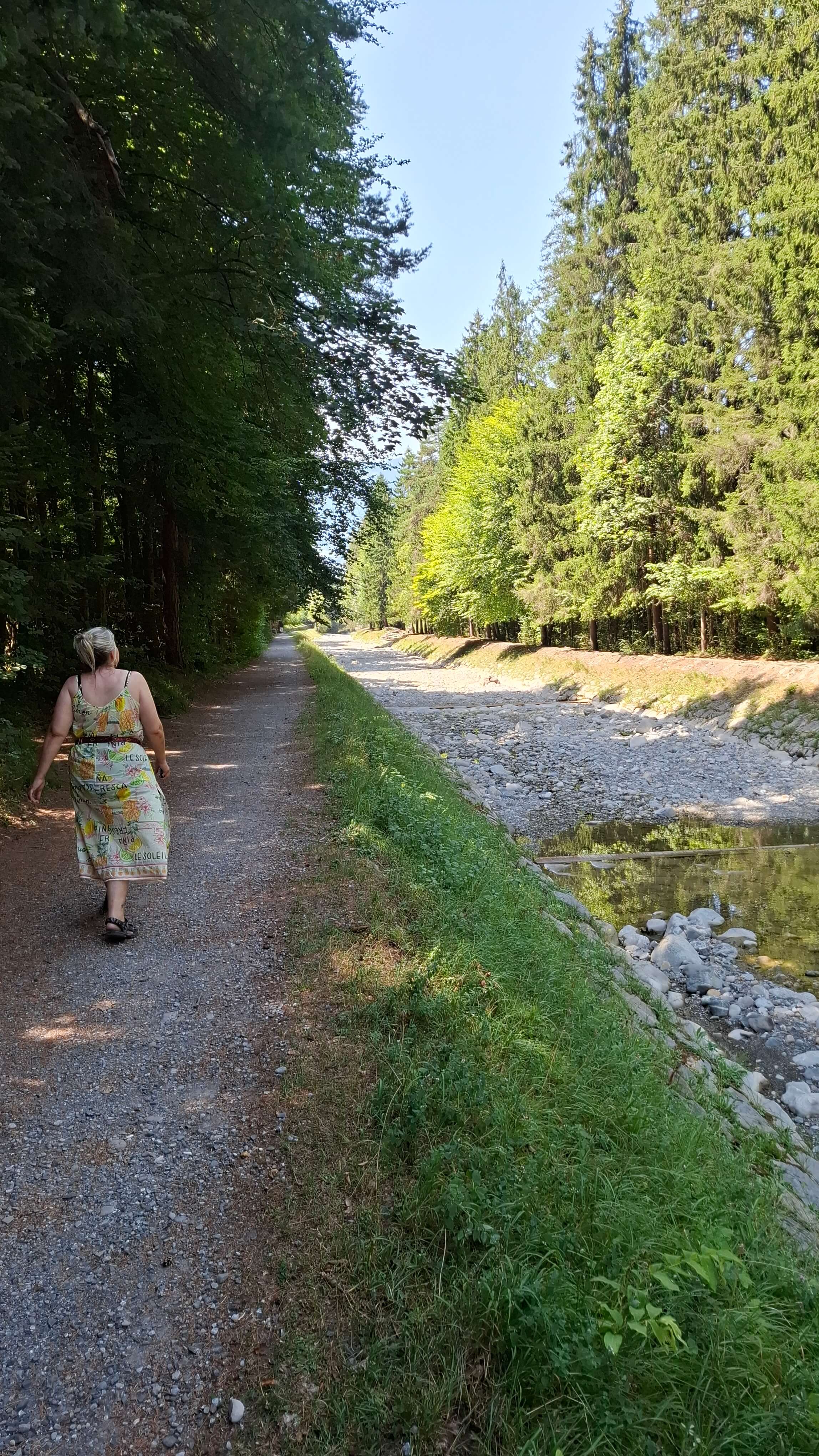 Walking along dry river bed