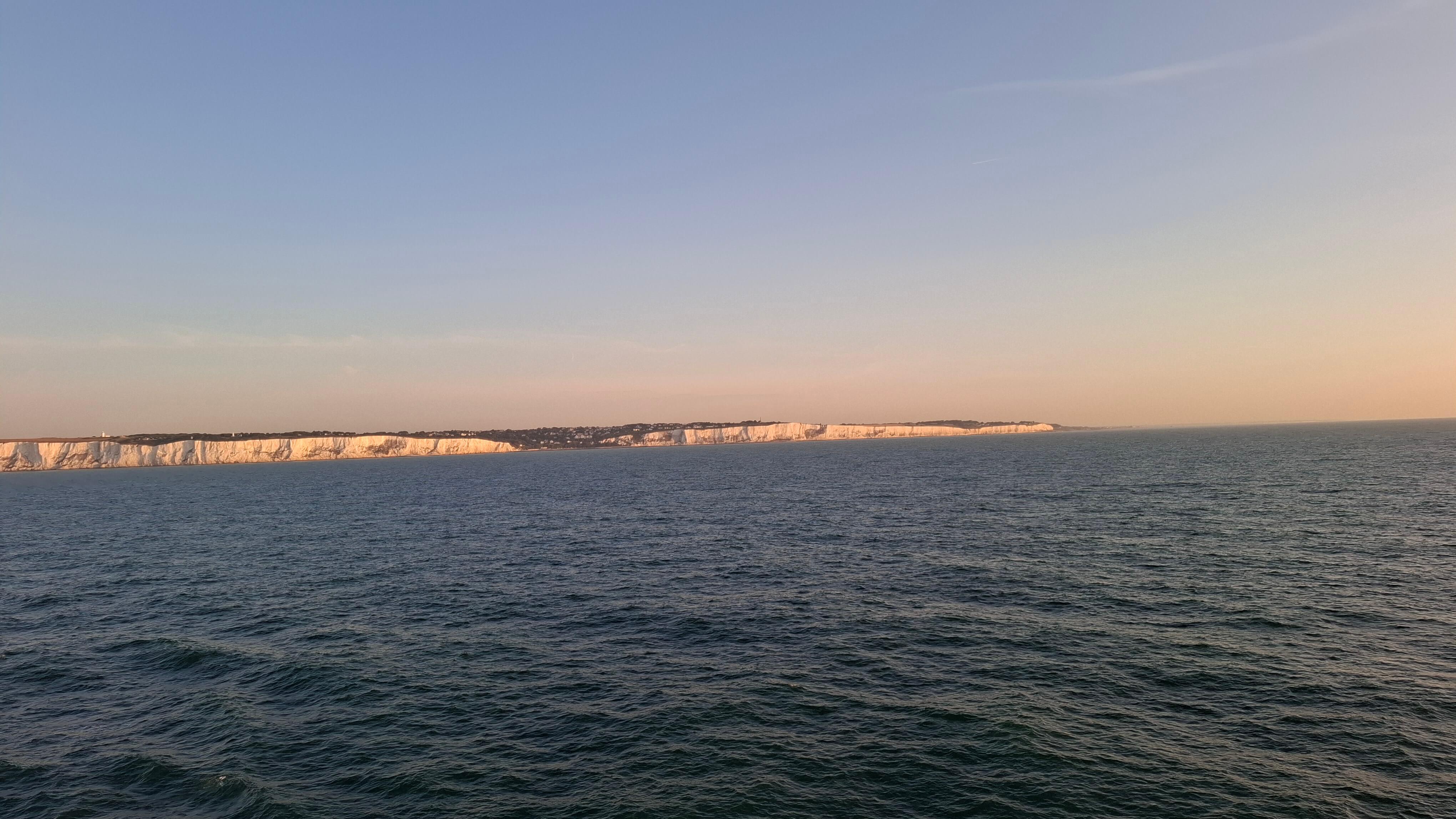 The white cliffs receding as we crossed