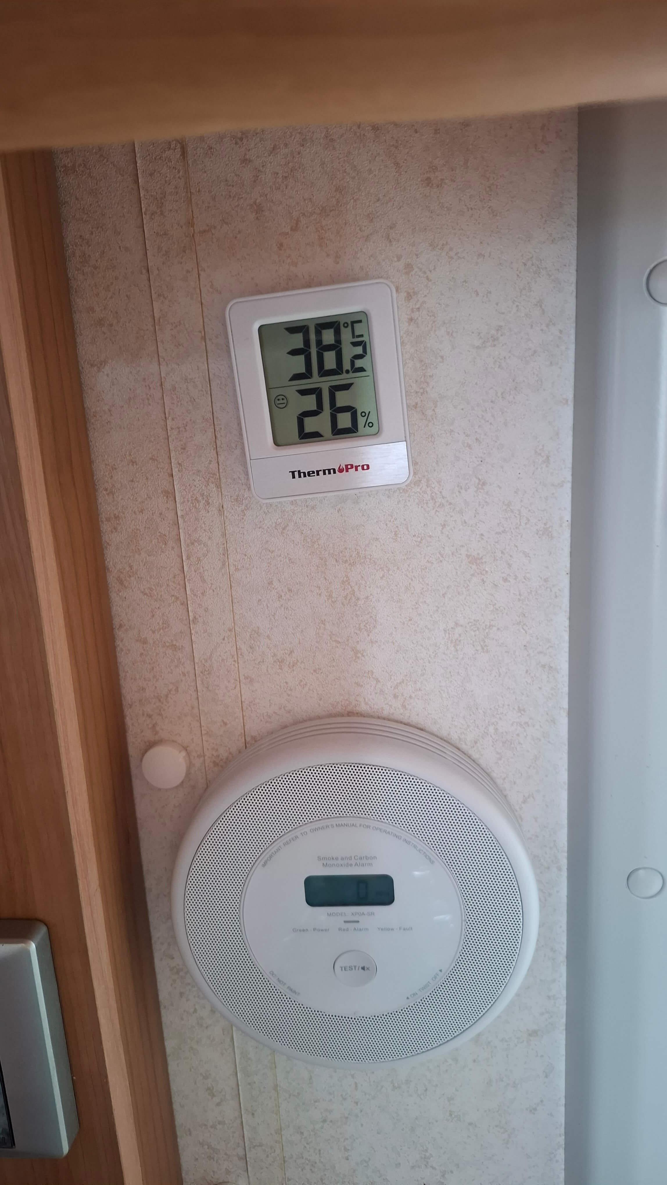 38.2 degrees inside the van - no air con