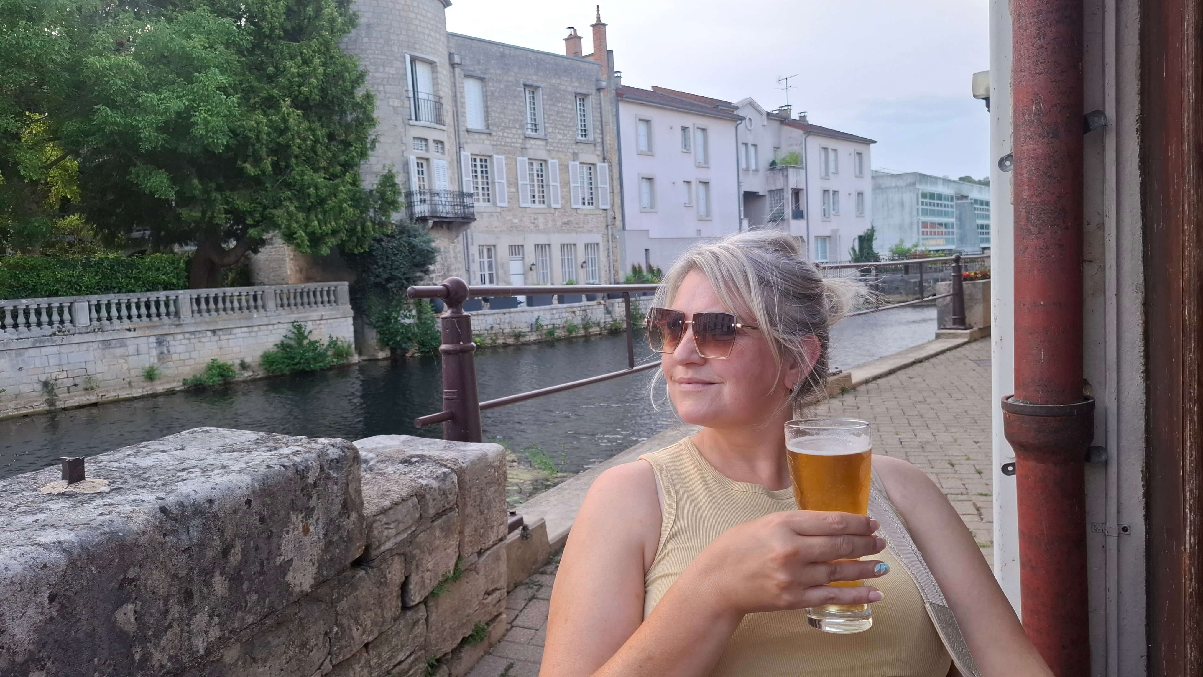 Mel taking in the view, riverside