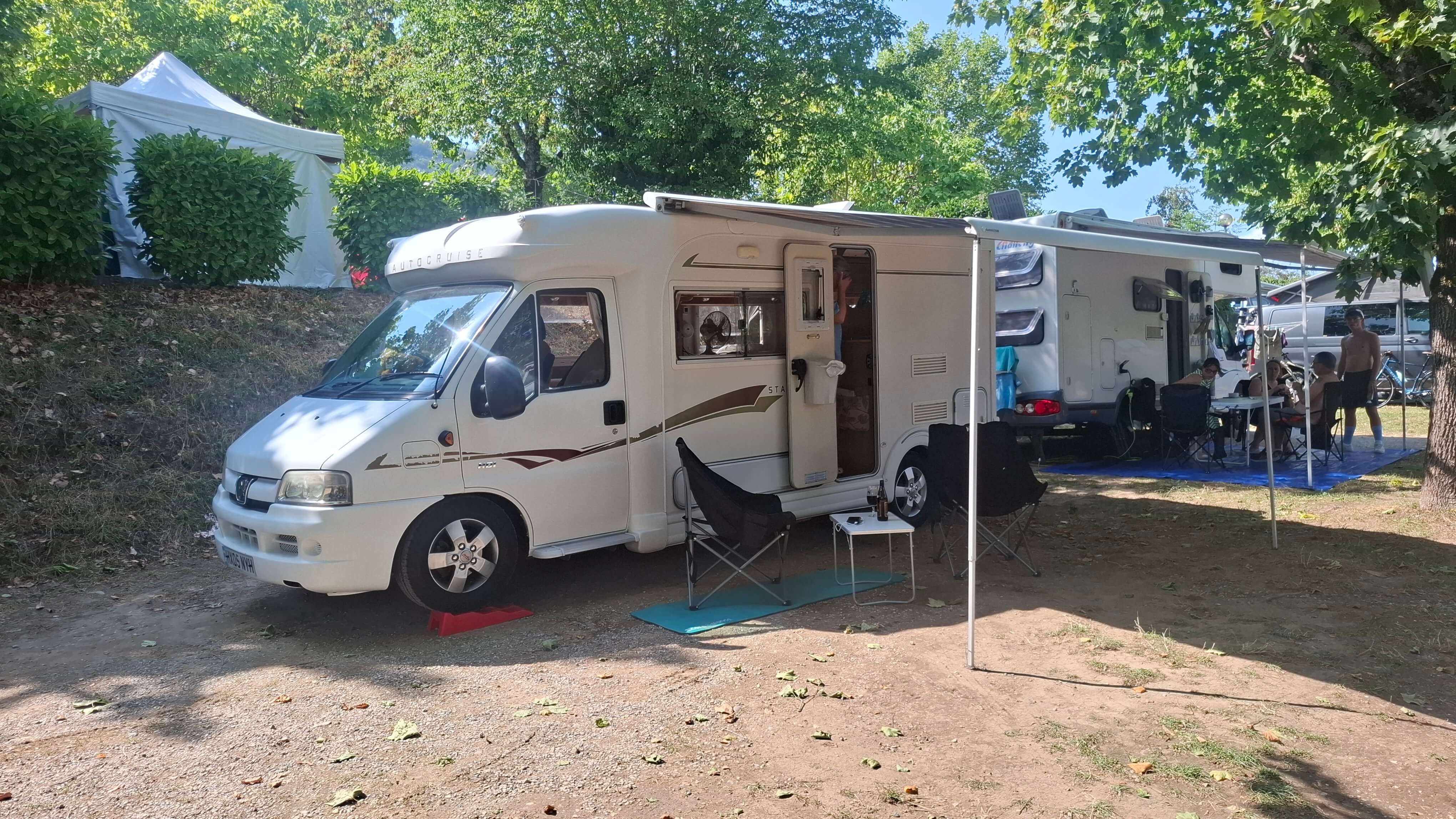 Finally pitched, on the tight slope