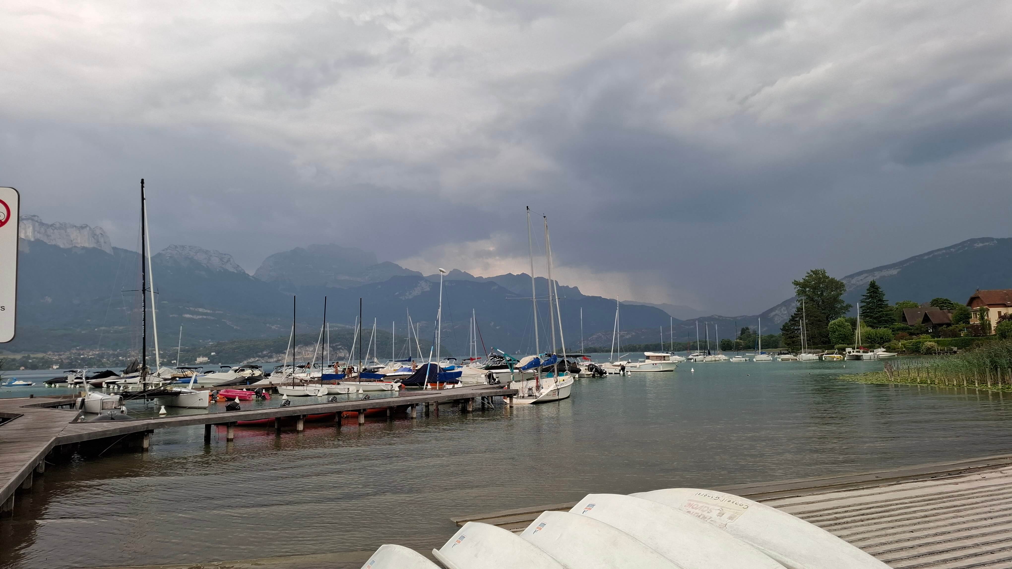 Dark clouds gathering over the marina