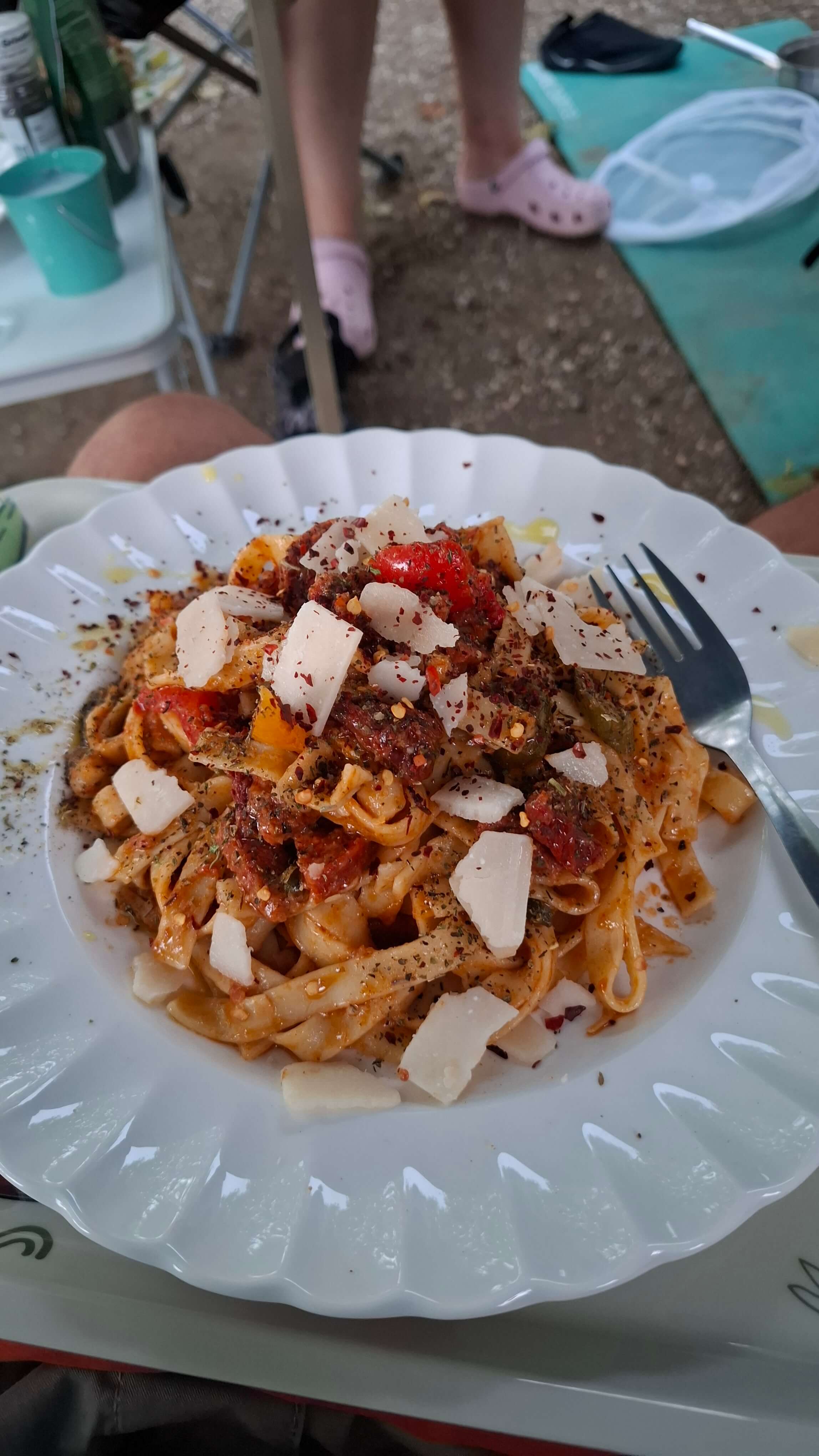The finished pasta, beautifully plated