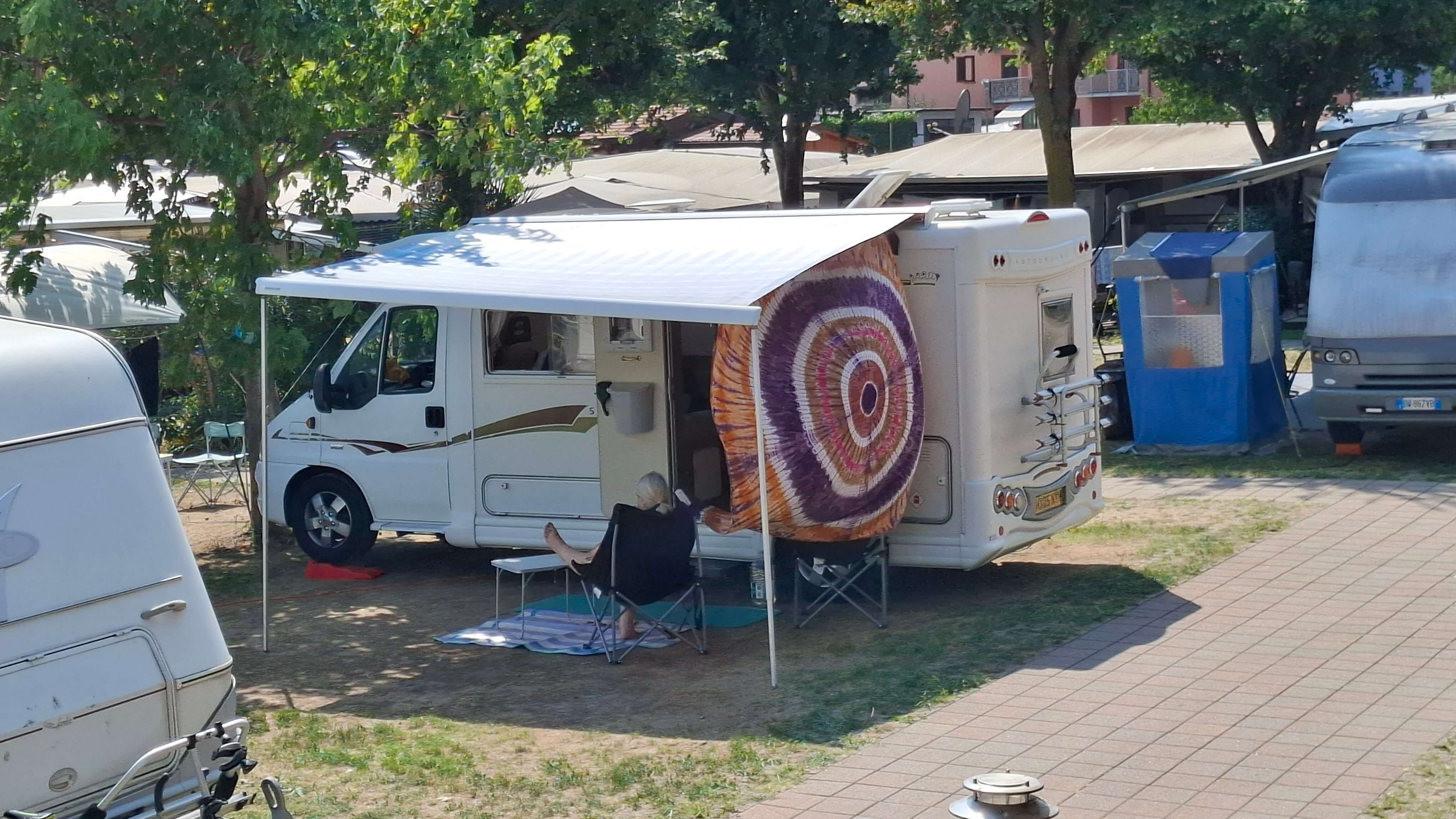 Campsite pitch setup at Le Vele