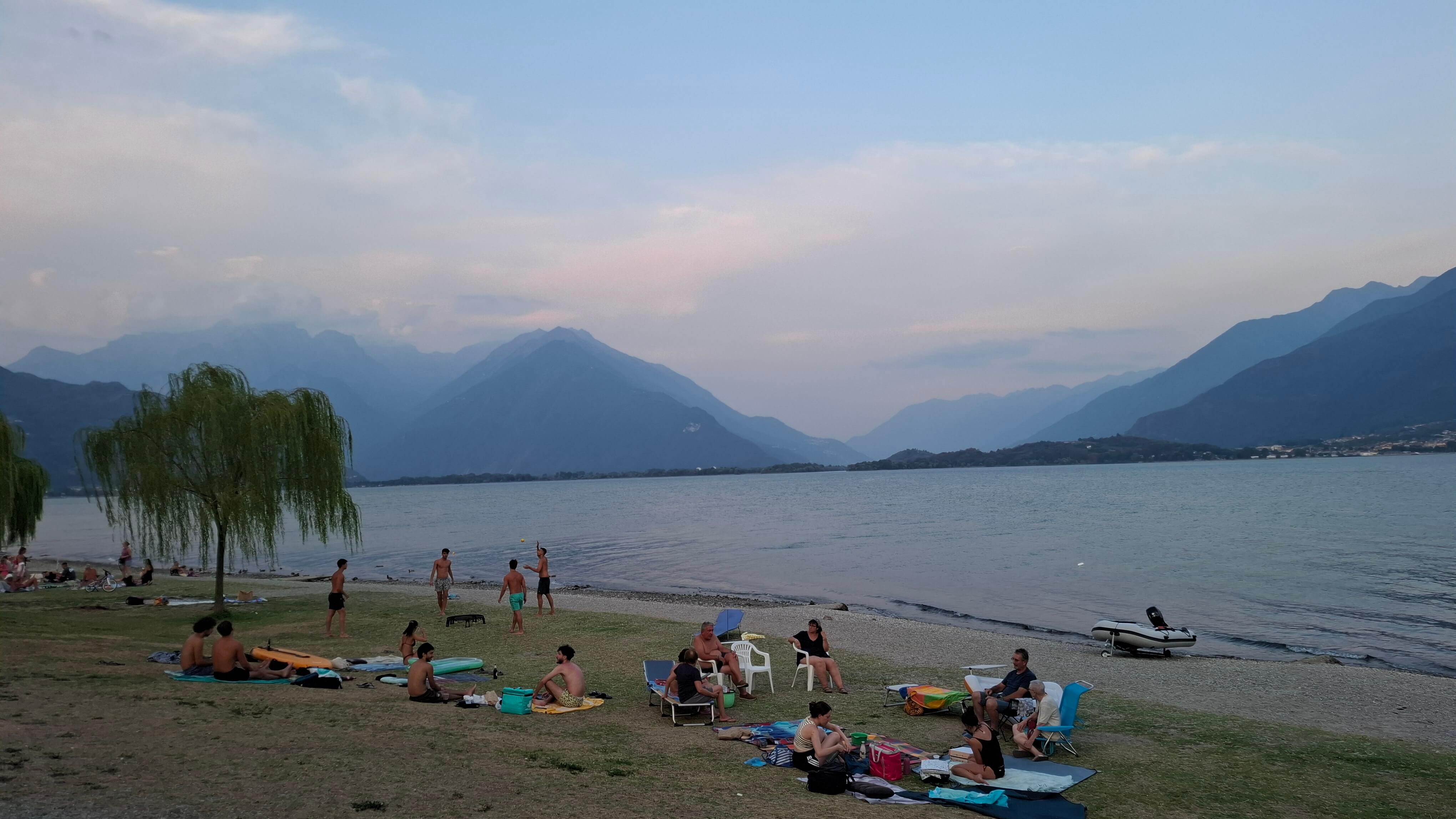 Evening walk along Lake Como shore