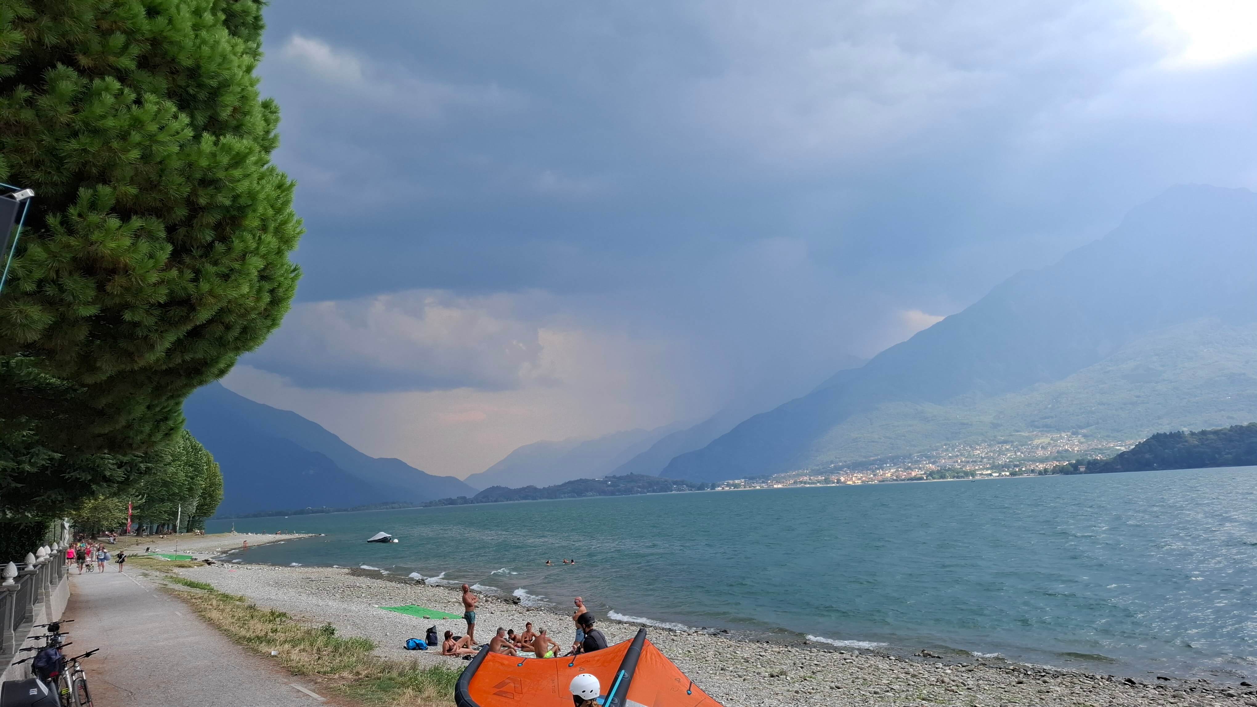 Storm clouds gathering over mountains