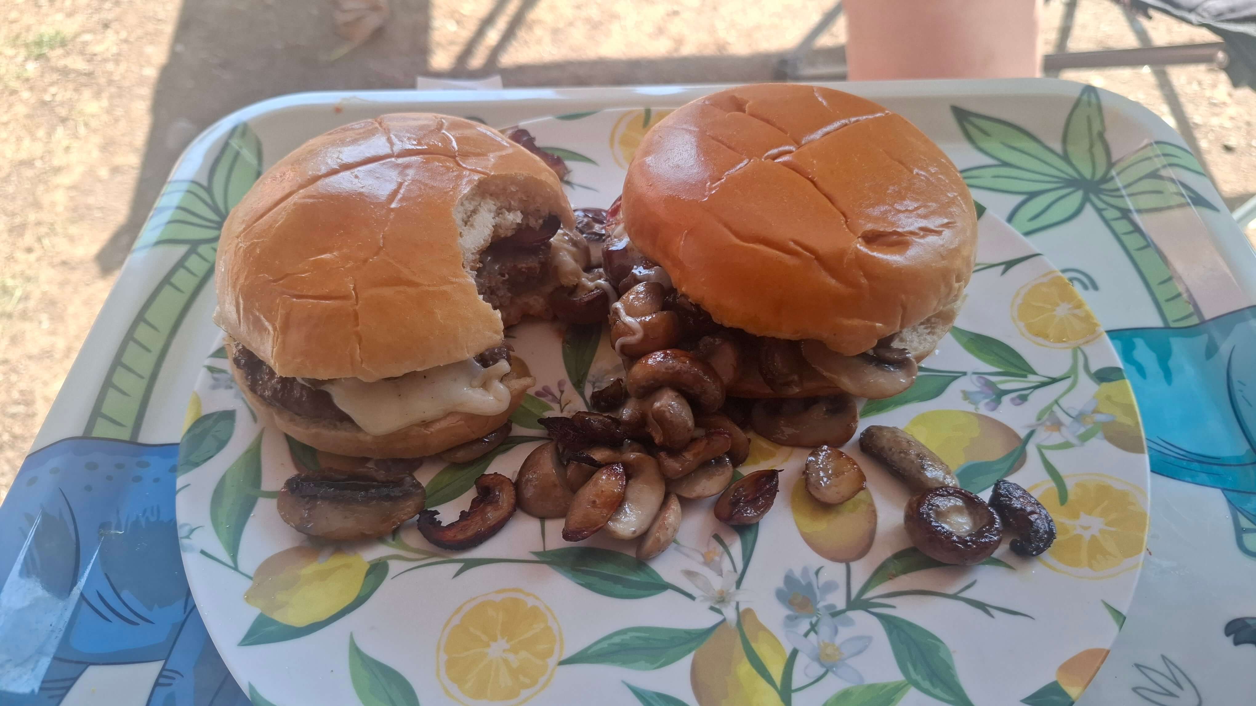 Breakfast cheeseburgers cooking