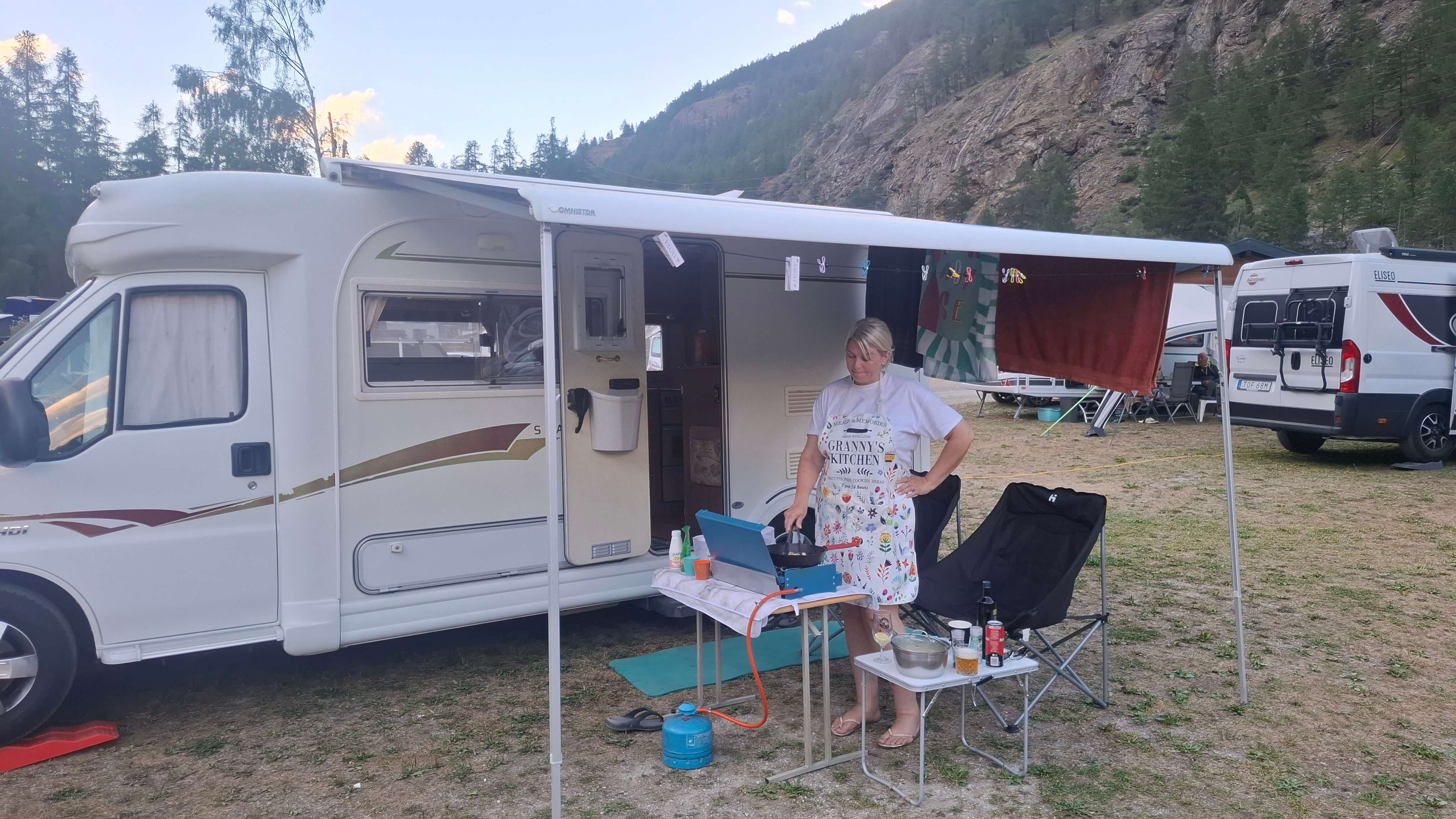 Relaxing at campsite in the evening