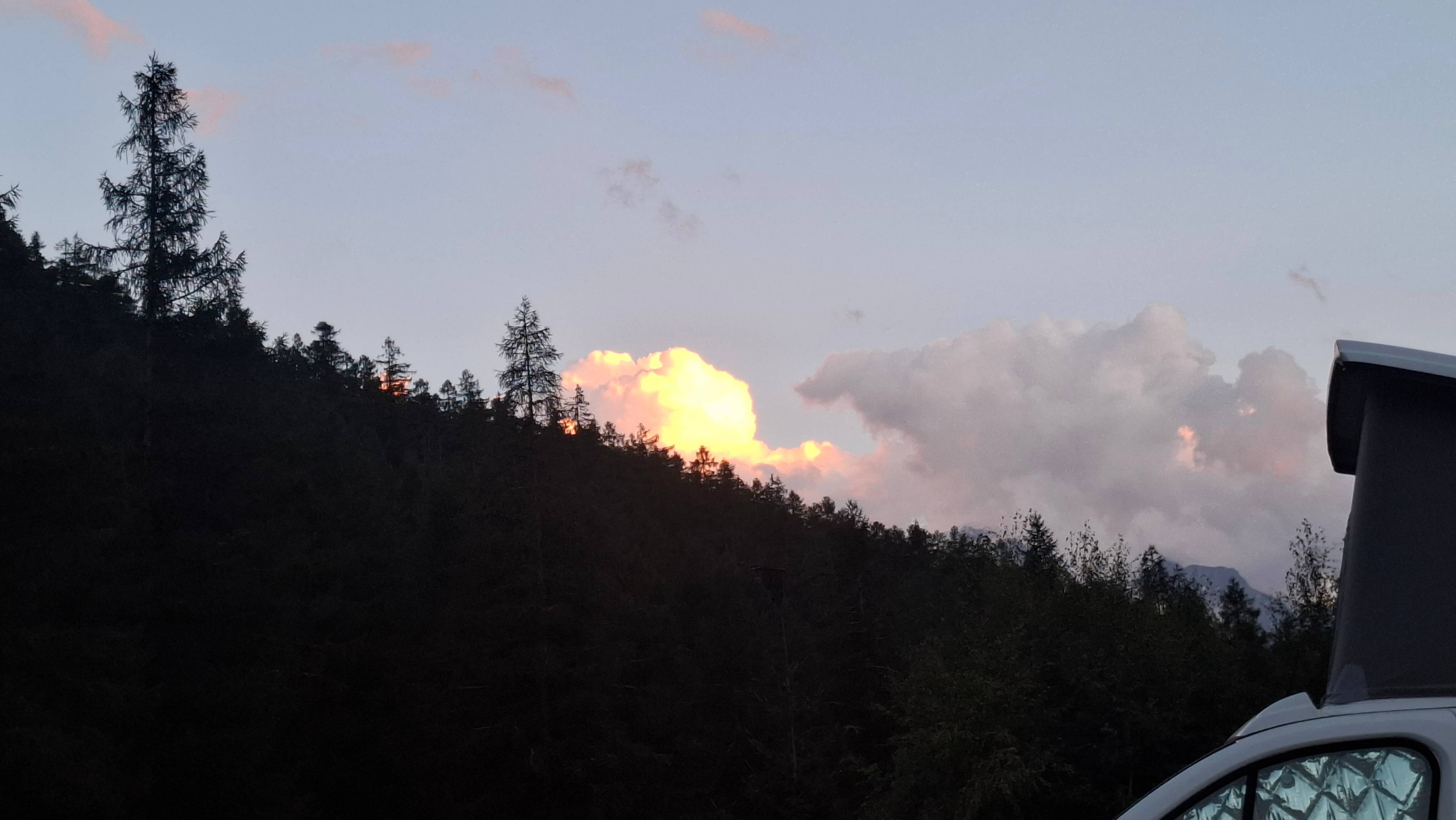 Night settling over the campsite