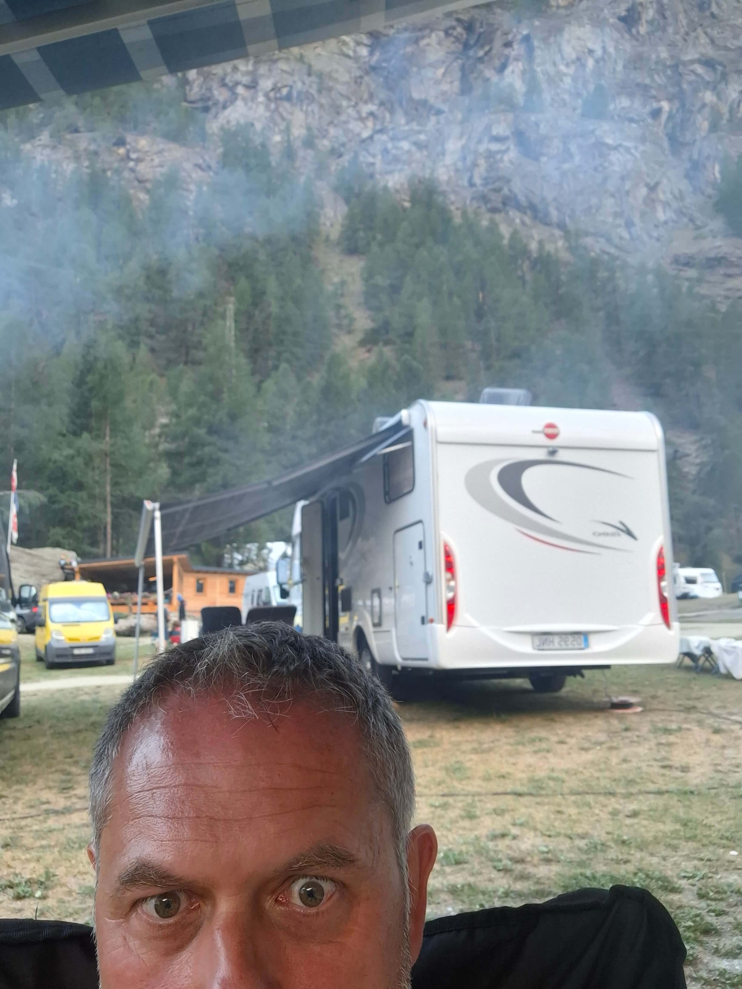 Barbecue smoke in the calm air