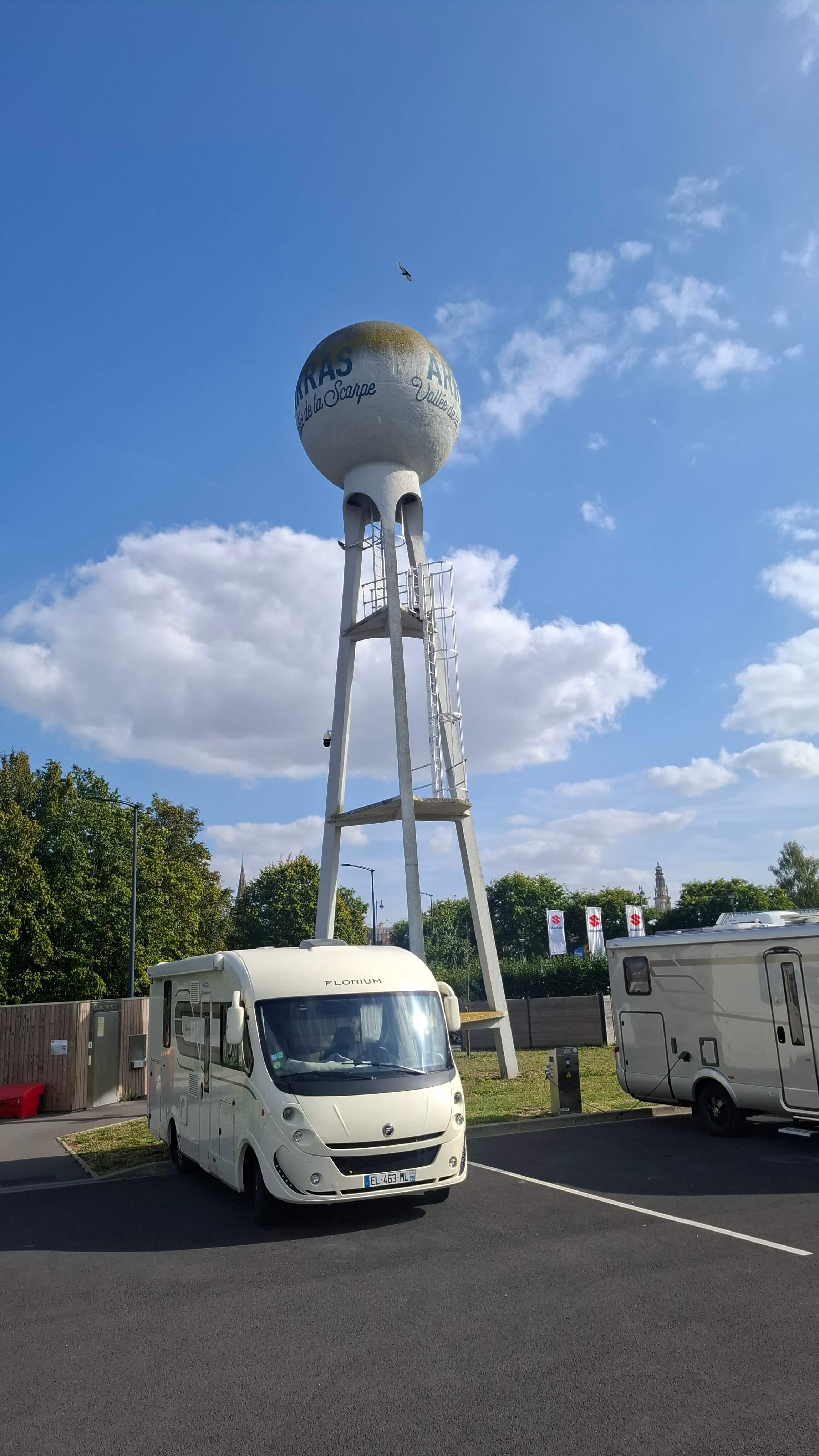 Arriving at Arras Aire de Camping Car