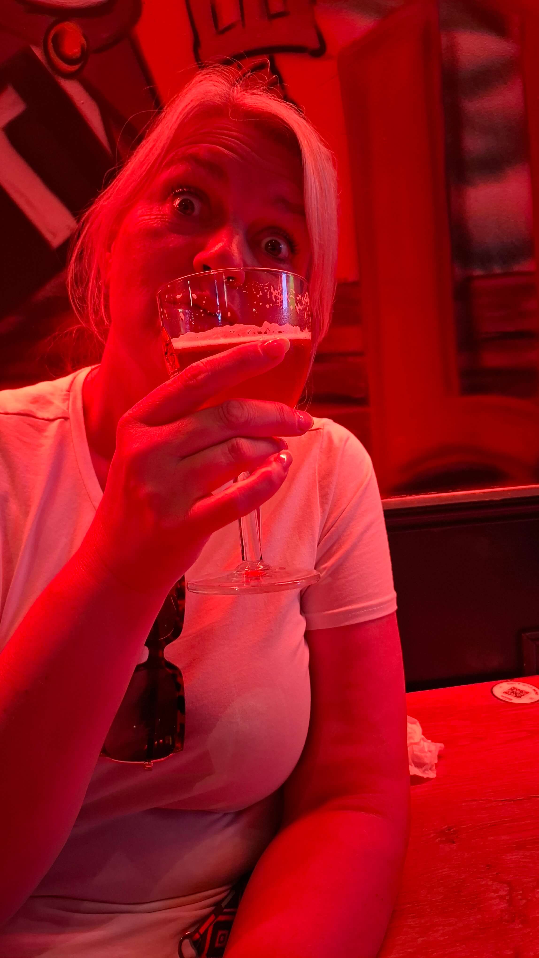 Enjoying drinks during the match