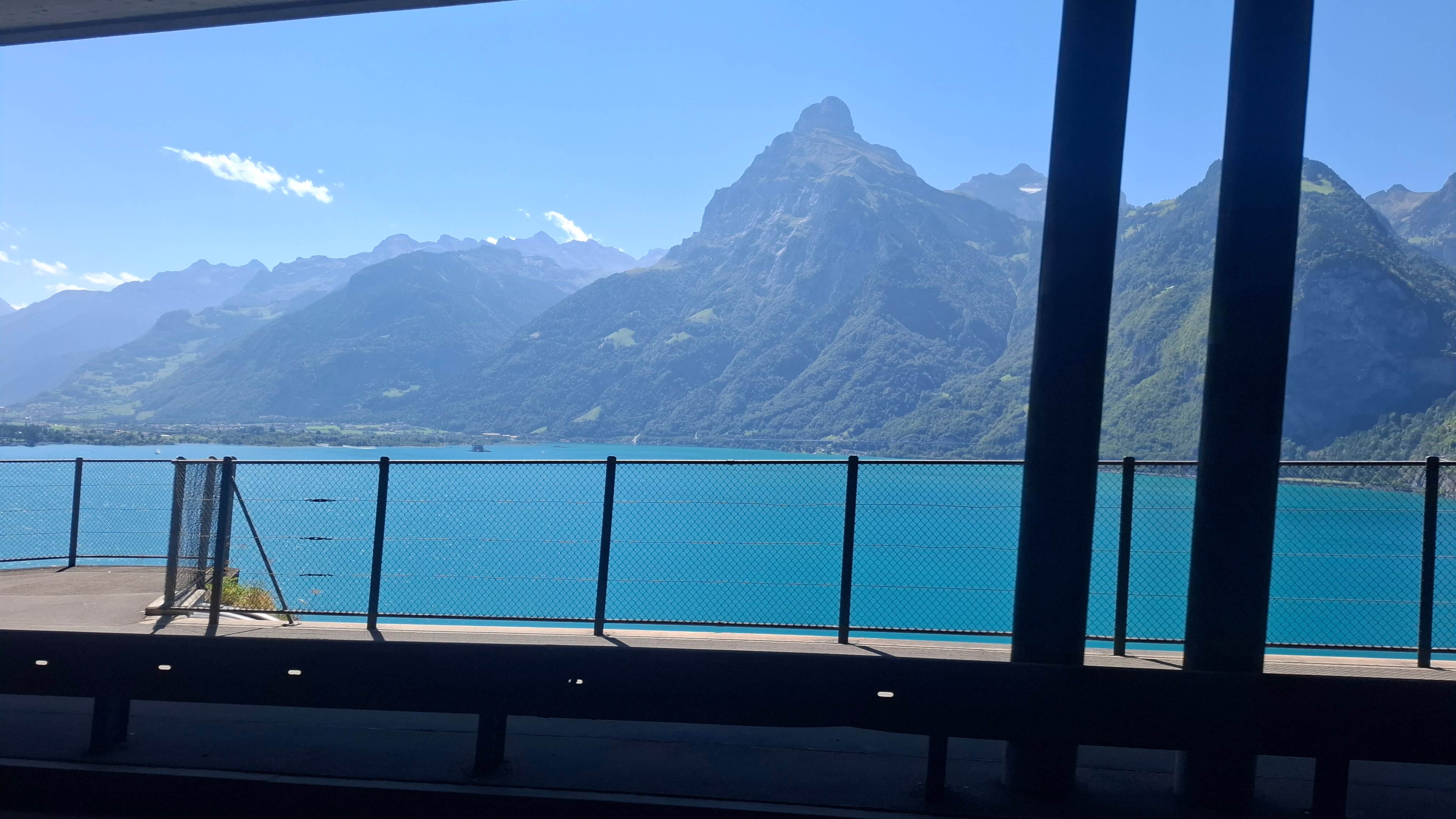 Scenic mountain view on Swiss motorway