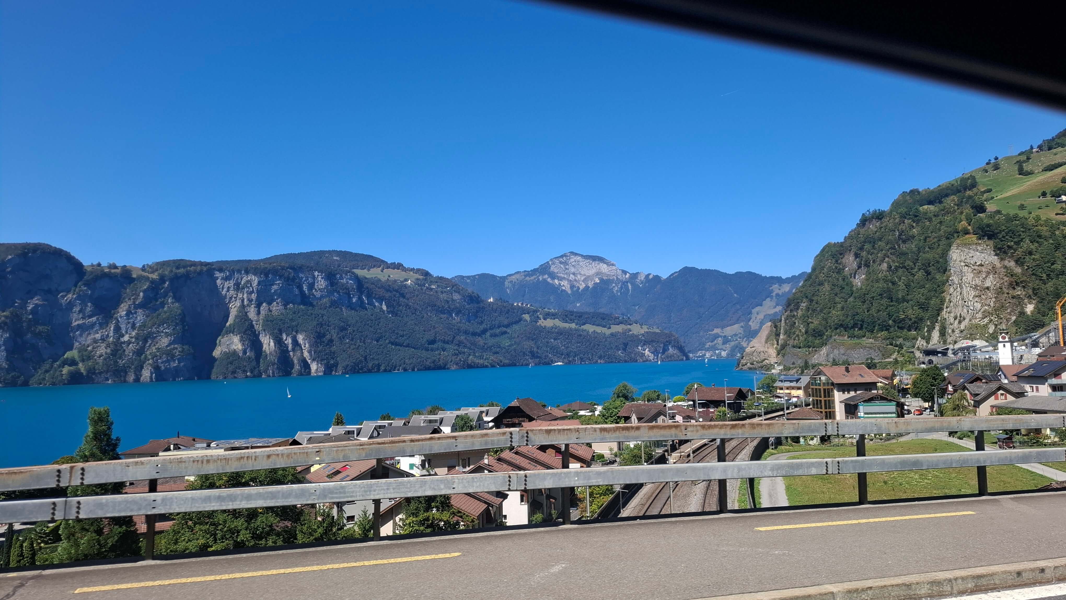 Traffic queue near Gotthard Tunnel