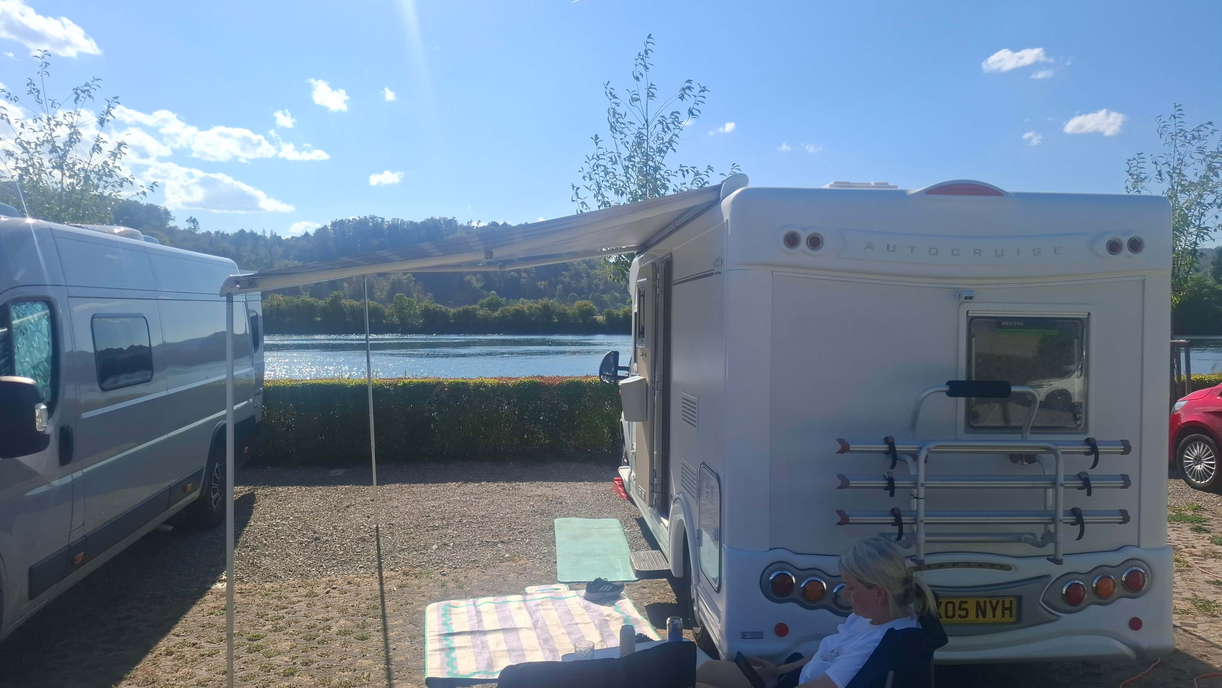 View of the Rhein river from pitch